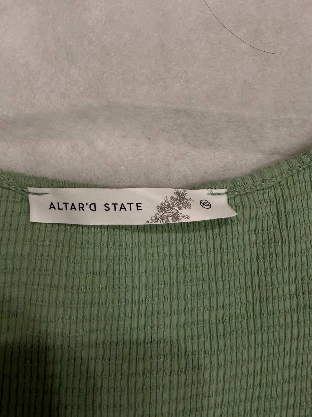 Altar'd State Sage Green Waffle Rib Knit Top
